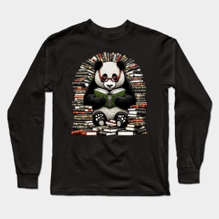 Book Panda Bear Reading Literacy Long Sleeve T-Shirt